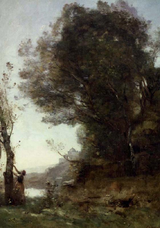 Jean Baptiste Camille  Corot appelskord i ariccia Sweden oil painting art